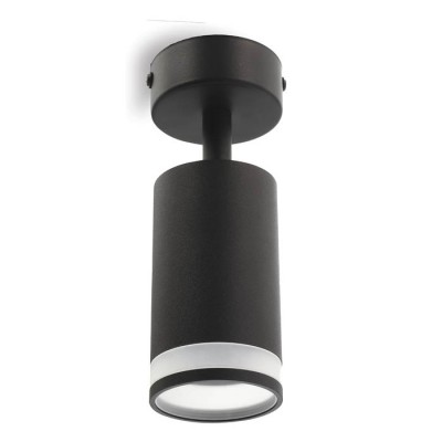 ЛУНА ЗА ВЪНШЕН МОНТАЖ LUMO-C GU10 С РЕГУЛИРУЕМ ЪГЪЛ Φ55x100mm ЧЕРЕН С ПРОЗРАЧНА ЧАСТ 2102240 VITO