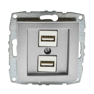 DESPINA МЕХАНИЗЪМ ДВОЙНО USB ЗАРЯДНО СРЕБРО