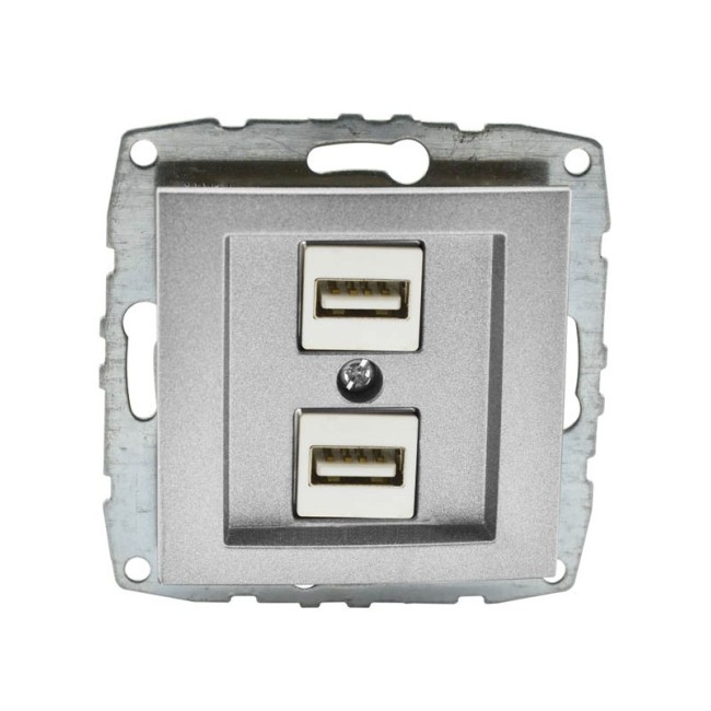 DESPINA МЕХАНИЗЪМ ДВОЙНО USB ЗАРЯДНО СРЕБРО