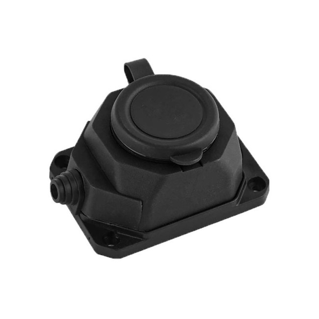 1 GANG RUBBER GROUNDED WALL PLUG SOCKET WITHOUT CABLE IP44 BLACK 8006640 VITO