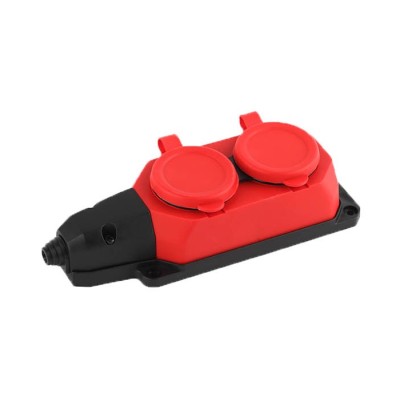 2 GANG RUBBER GROUNDED GROUP SOCKET WITHOUT CABLE IP44 RED 8006660 VITO