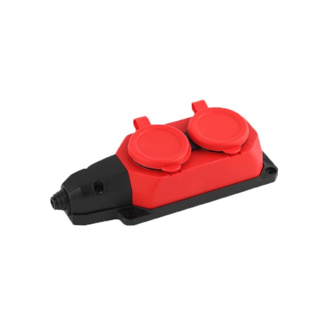 2 GANG RUBBER GROUNDED GROUP SOCKET WITHOUT CABLE IP44 RED 8006660 VITO