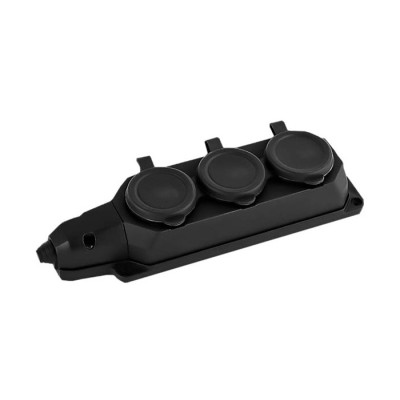 3 GANG RUBBER GROUNDED GROUP SOCKET WITHOUT CABLE IP44 BLACK 8006670 VITO