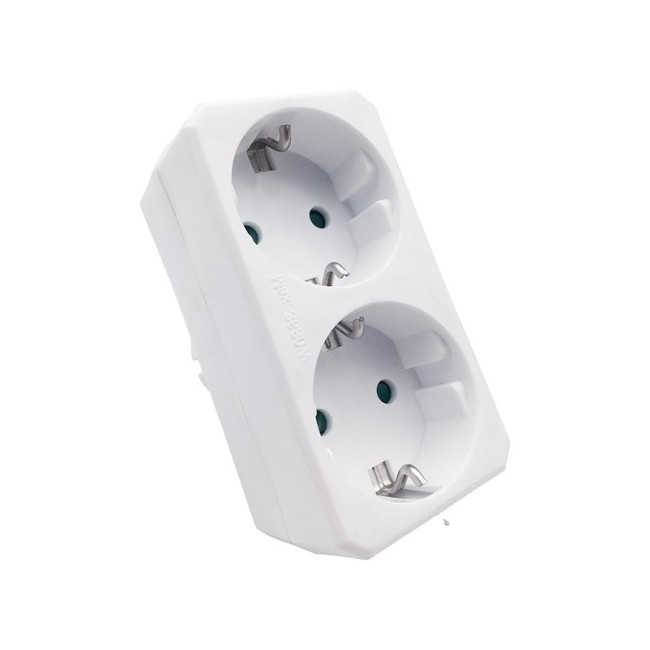 MULTISOCKET DUPLO-S 16A 3680W WHITE EARTH-LINE SHUTTER PLUG+2xSOCKET 8002870 VITO