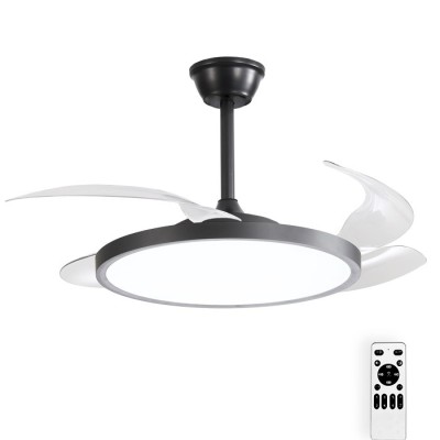 CEILING FAN WITH LED LAMP FANLUX-D4 30W 3xCCT (3000K/4500K/6500K) 2250Lm 106CM BLACK REMOTE 2027770 VITO