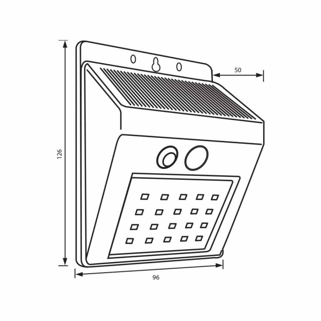 Соларен LED аплик със сензор PIN SOLAR LED ∙ 0.55W ∙ 110lm ∙ PIR ∙ 4000K ∙ IP44