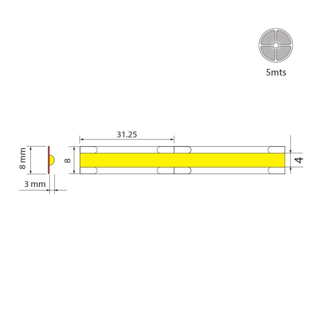 LED лента DOBI LED ∙ 192 SCOB ∙ 24VDC ∙ 3000K ∙ 5 м